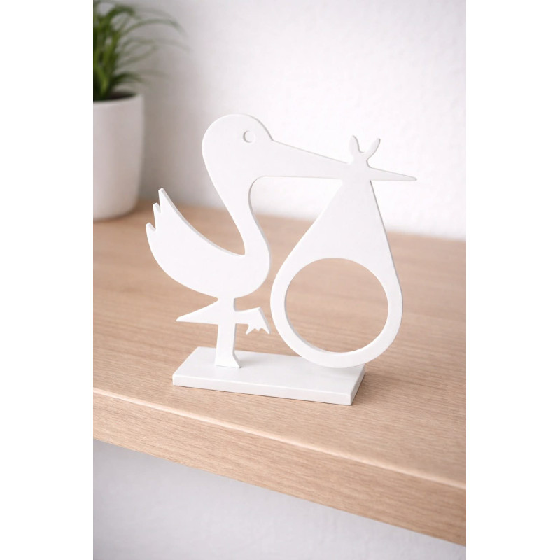 Stork med Baby – 3D Dekorationsfigur