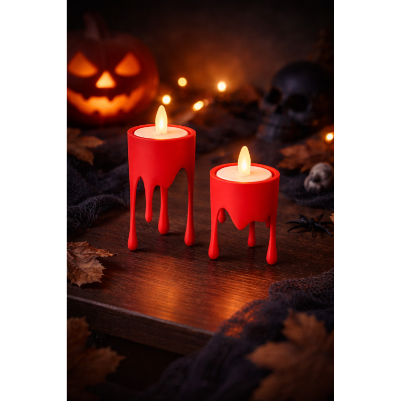 Halloween Fyrfadsstager – “Bloody Glow” (Sæt med 2)