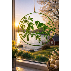 Ophæng – Fugle på gren med blomster