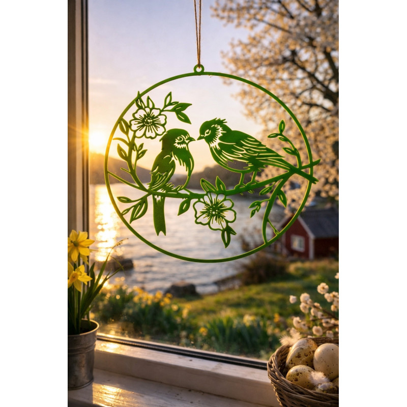 Ophæng – Fugle på gren med blomster