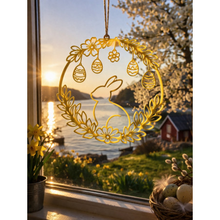 Påskeophæng – Kanin med blomster og æg