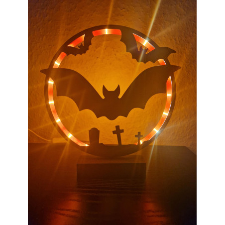 Halloween cirkellampe med flagermus