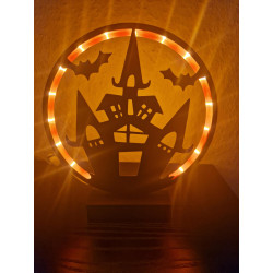Halloween cirkellampe med uhyggeligt hus