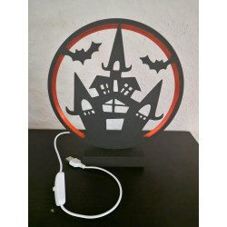 Halloween cirkellampe med uhyggeligt hus